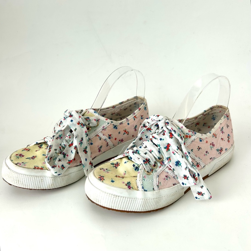 Superga 2750 Flower Sneakers Mixed Pastel Flower Print Canvas Lace-Up Trainer 8 - Picture 2 of 12